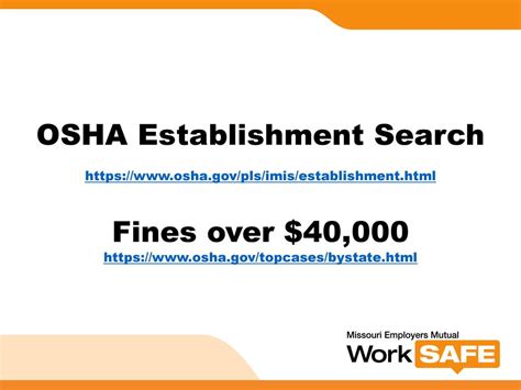 Establishment search osha - Occupational Safety and Health Administration. The .gov means it's official. Federal government websites often end in .gov or .mil. 